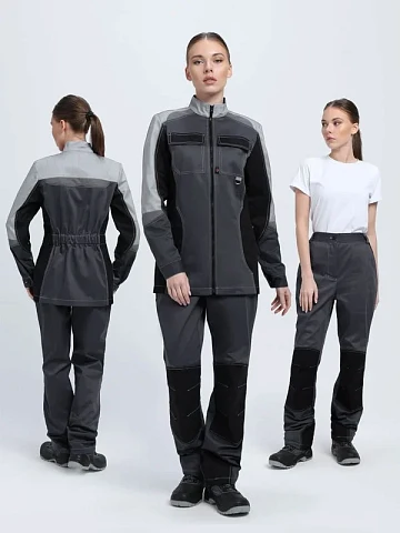 Костюм женский Вектрон-1 У. (тк.Смесовая,240) брюки, т.серый/св.серый/черный