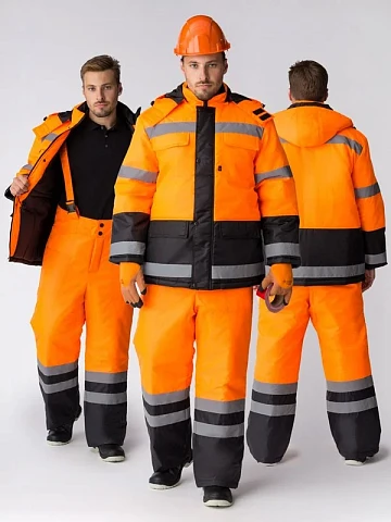 Костюм зимний сигнальный Ярксион-1 СОП (тк.OxLine,90) брюки, оранжевый/черный