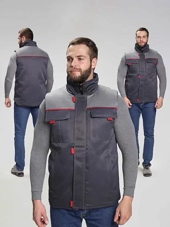 Жилет утепленный Флофт (тк.Смесовая,210), т.серый/серый