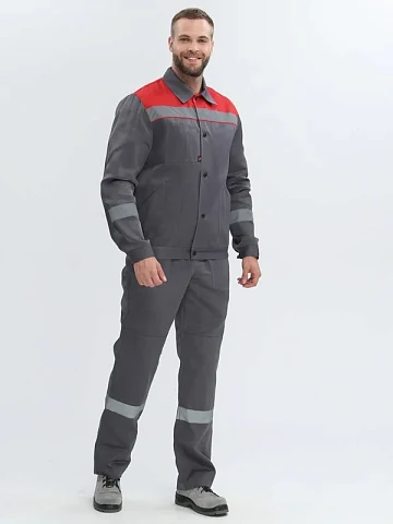 Костюм Лигор-2 СОП (тк.Смесовая,210) п/к, т.серый/красный