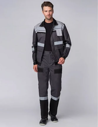 Костюм Вивантек-1 СОП У. (тк.Смесовая,240) брюки, т.серый/черный/св.серый