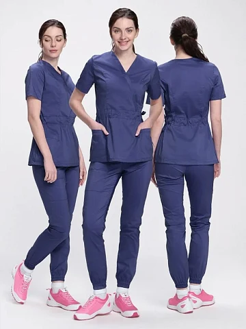 Костюм женский хирургический Модерн-004 (тк.Стрейч,120) MedLine, т.синий