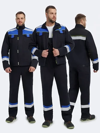 Костюм Бостон (тк.Саржа,320) п/к, т.синий/васильковый