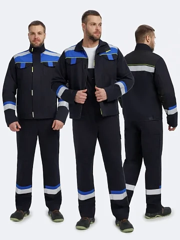 Костюм Бостон (тк.Саржа,320) п/к, т.синий/васильковый