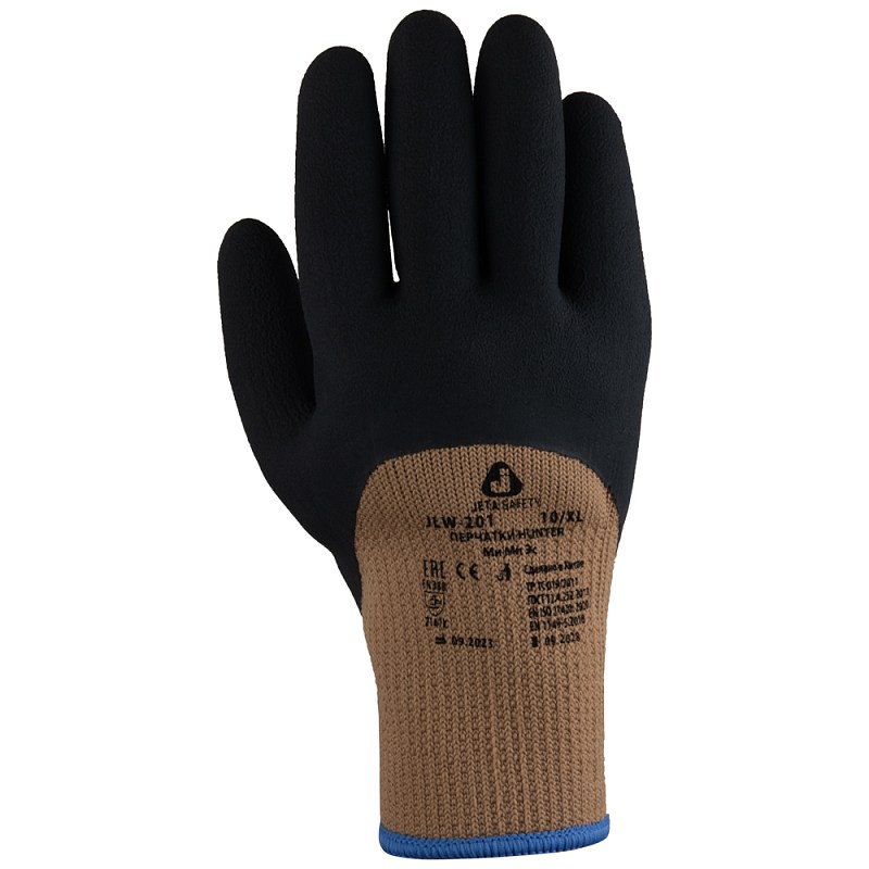 Перчатки Hunter JLW-201 Jeta Safety трикотажные из синтетических нитей с начесом с латексным покрытием на 3/4