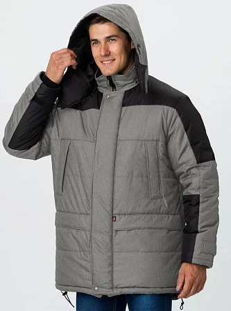 Куртка зимняя Премиум CH (тк.Мембрана), т.серый меланж/черный