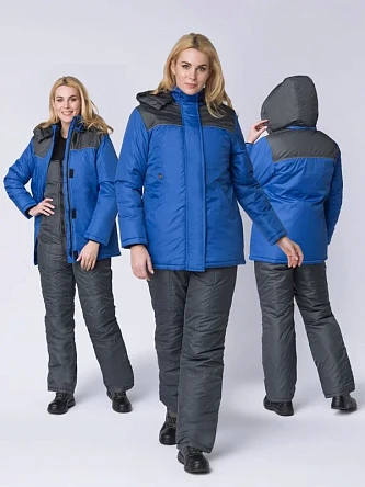 Куртка зимняя женская Сакрин (Дюспо), васильковый/темно-серый