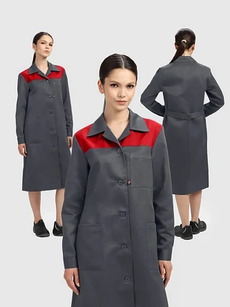Халат женский Лигор (тк.Смесовая,210), т.серый/красный