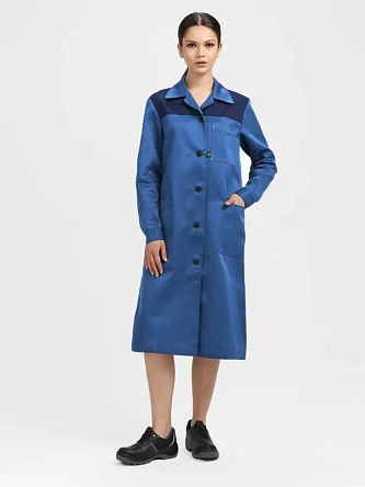 Халат женский Лигор (тк.Смесовая,210), васильковый/т.синий