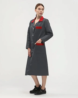 Халат женский (тк.Смесовая,210), т.серый/красный