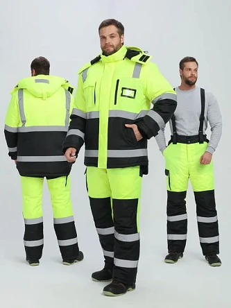 Костюм зимний сигнальный ProfLineSpecialist (тк.Оксфорд PU) брюки, желтый/черный