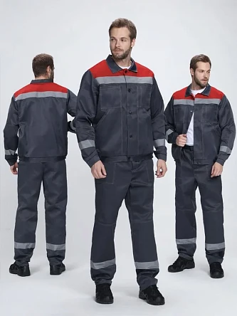 Костюм Лигор-1 СОП (тк.Смесовая,210) брюки, т.серый/красный