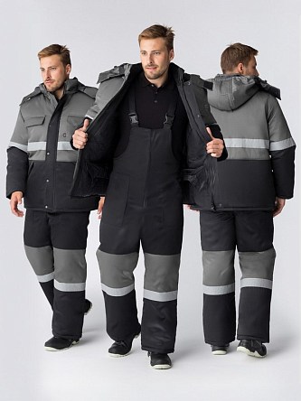 Костюм зимний Нордхард-2 СОП (тк.Смесовая,250) п/к, черный/серый