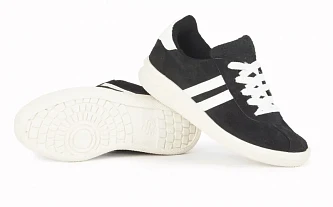 Кроссовки нат.замша ПВХ (арт.13-23-11), черный/белый