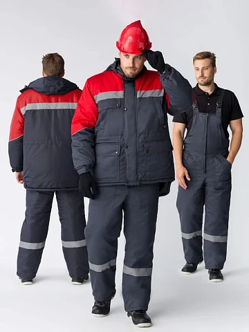 Костюм зимний Баррик-2 СОП К. (тк.Таслан,135) п/к, т.серый/красный