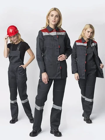 Костюм женский Веснис-2 СОП (тк.Смесовая,210) п/к, т.серый/красный