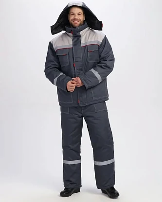 Костюм зимний Флофт-1 СОП (тк.Смесовая,240) брюки, т.серый/св.серый