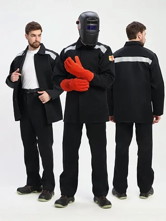 Костюм сварщика с усилением Арсенал-СОП 3 кл.защиты (тк.Хлопок-ОП,490) брюки, черный