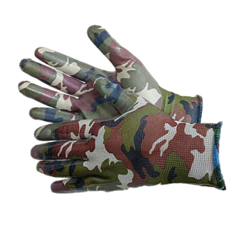 Садовые перчатки расцветки  MILITARY с нитрилом