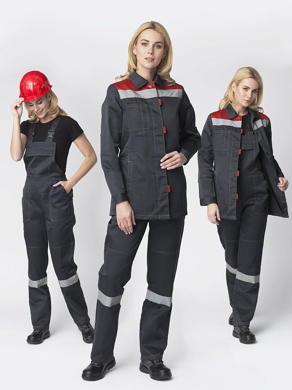 Костюм женский Веснис-2 СОП (тк.Смесовая,210) п/к, т.серый/красный