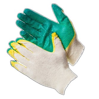 Перчатки ДВОЙНОЙ ОБЛИВ латексом в упаковке 10/100