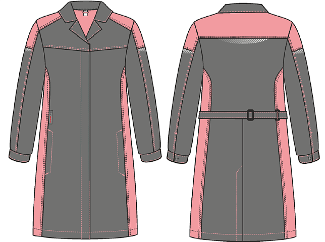 Халат женский ProfLineSpecialist (тк.Смесовая,240), серый/розовый