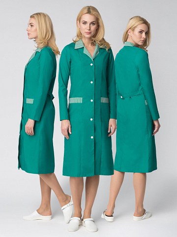 Халат женский Надежда (тк.ТиСи), зеленый/полоска