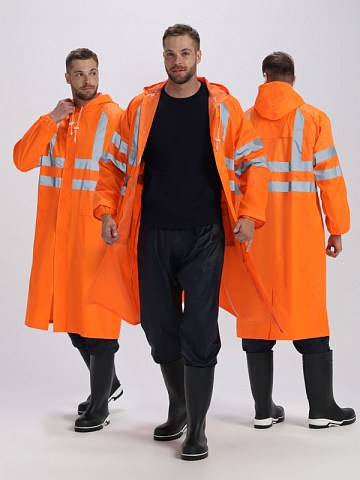 Плащ влагозащитный сигнальный ProfLineSpecialist СОП (ПВХ,210), оранжевый