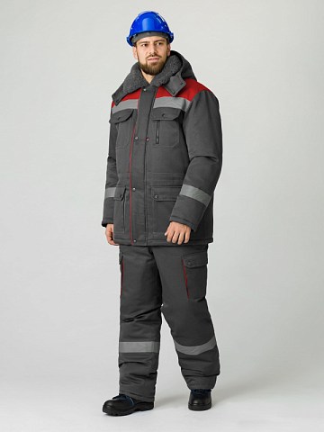 Костюм зимний Нейч-2 Премиум СОП У. (тк.Смесовая,240) п/к, т.серый/красный