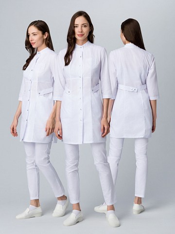 Халат женский Симпл-001 (тк.Смесовая,120) MedLine, белый