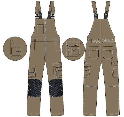 Полукомбинезон ProfLineSpecialist (тк.РипСтоп,240), коричневый/черный