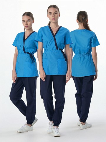 Костюм женский Симпл-001 (тк.Смесовая,120) MedLine, т.синий/ярко-голубой