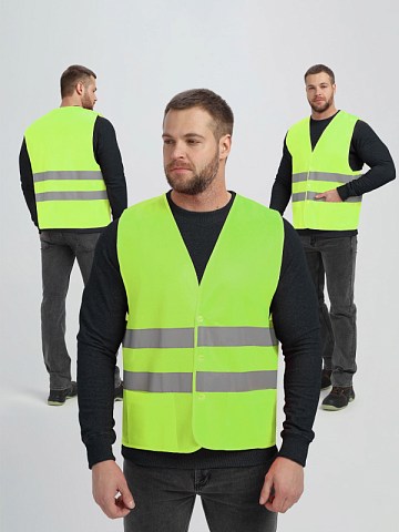 Жилет сигнальный ProfLineBase с пуговицами и карманами (тк.Полиэфир,100), желтый