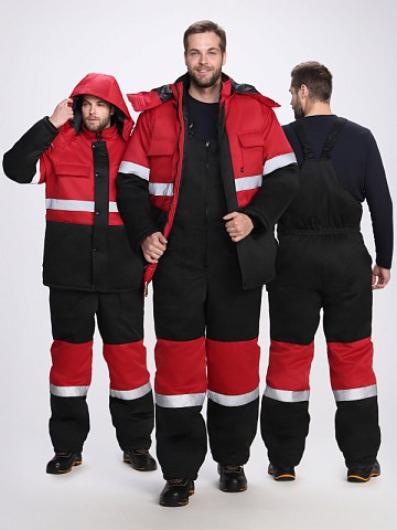 Костюм зимний Нордхард-2 СОП (тк.Смесовая,250) п/к, черный/красный