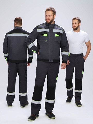 Костюм Ховард-1 (тк.Смесовая,240) брюки, т.серый/черный/лимонный