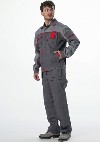 Костюм Союз-Профессионал-1 CH МВО (тк.Смесовая,240) брюки, т.серый/св.серый/красный