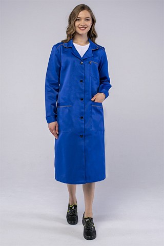 Халат женский для ИТР (тк.Смесовая,210), васильковый