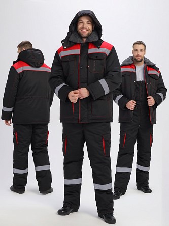 Костюм зимний Нейч-2 Премиум СОП (тк.Смесовая,240) п/к, черный/красный