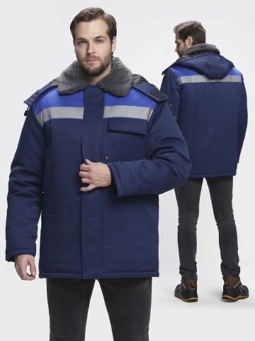 Куртка зимняя для бригадира NEW (тк.Смесовая,210), т.синий/васильковый
