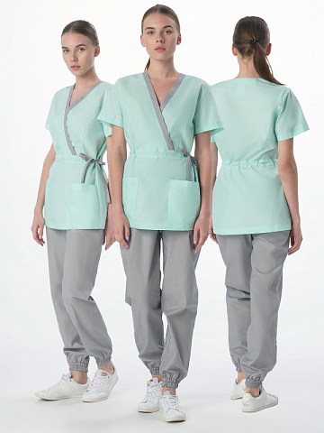 Костюм женский Симпл-001 (тк.Смесовая,120) MedLine, серый/мятный