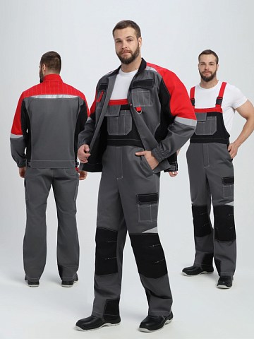 Костюм Вектрон-2 (тк.Смесовая МВО,240) п/к, серый/черный/красный