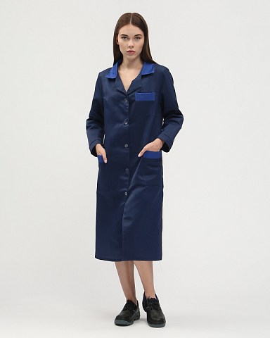 Халат женский (тк.Смесовая,210), т.синий/васильковый