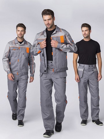 Костюм Союз-Профессионал-1 CH МВО (тк.Смесовая,240) брюки, серый/св.серый/оранжевый