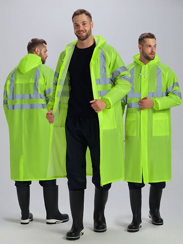 Плащ влагозащитный сигнальный ProfLineSpecialist СОП (ПВХ,210), желтый