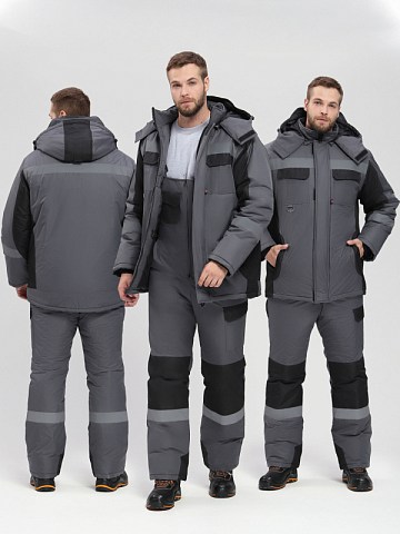 Костюм зимний Вектрон-2 СОП (тк.Таслан,135) п/к, т.серый/черный