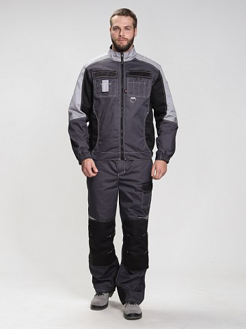 Костюм Вектрон-1 (тк.Смесовая,240) брюки, т.серый/св.серый/черный