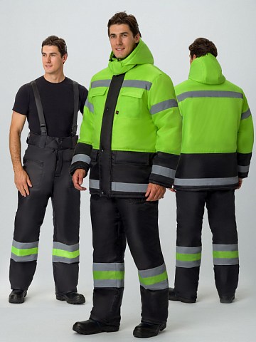 Костюм зимний для дорожника (тк.Оксфорд) брюки, лимонный/черный