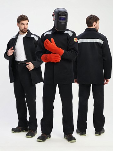 Костюм сварщика с усилением Арсенал-СОП 3 кл.защиты (тк.Хлопок-ОП,490) брюки, черный