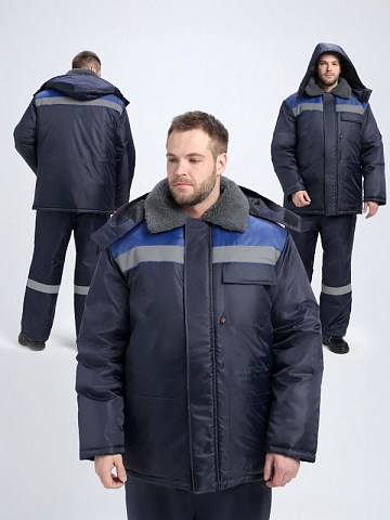 Куртка зимняя для бригадира NEW (тк.Оксфорд), т.синий/васильковый