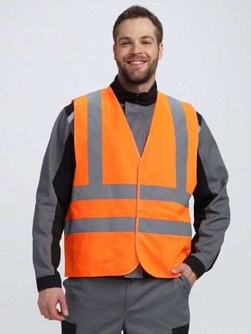 Жилет сигнальный ProfLineSpecialist с карманами СОП-4 (тк.Полиэфир,130), оранжевый